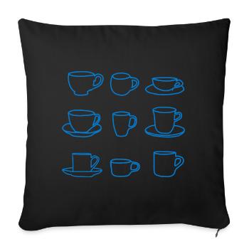 Tasses de Café Minimalistes – Ligne Bleue - Housse de coussin décorative 45 x 45 cm - noir - Devant