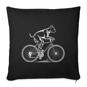 Boxer Dog Driving Bicycle - Sofa pillowcase 17,3'' x 17,3'' (45 x 45 cm) - black - Front