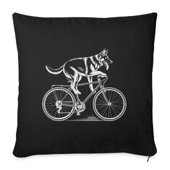 German Shepherd Dog Driving Bicycle - Sofa pillowcase 17,3'' x 17,3'' (45 x 45 cm) - black - Front