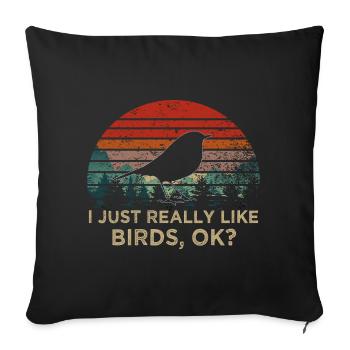 J’aime juste les oiseaux – Vintage Silhouette Bird - Housse de coussin décorative 45 x 45 cm - noir - Devant