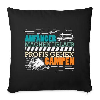 Camper Camping Caravane Dicton - Housse de coussin décorative 45 x 45 cm - noir - Devant