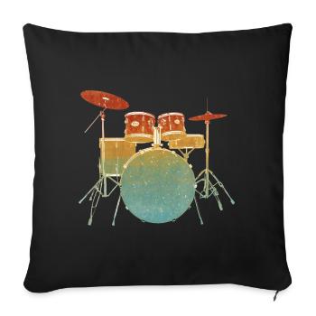 Vintage Drum Set Illustration - Sofa pillowcase 17,3'' x 17,3'' (45 x 45 cm) - black - Front