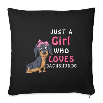 La fille aime les teckels T-shirt - Housse de coussin décorative 45 x 45 cm - noir - Devant