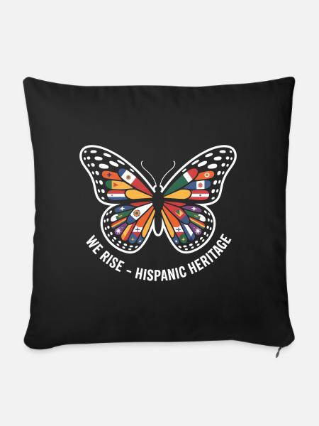 We Rise Hispanic Heritage Schmetterling - Sofakissenbezug 45 x 45 cm - Schwarz