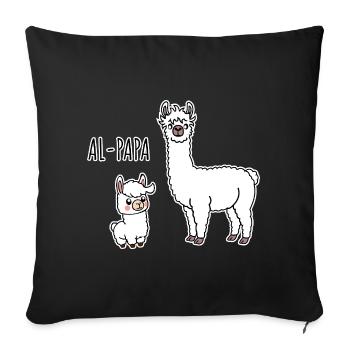 Al-Papa An Alpaca Dad with Alpaca Child - Sofa pillowcase 17,3'' x 17,3'' (45 x 45 cm) - black - Front
