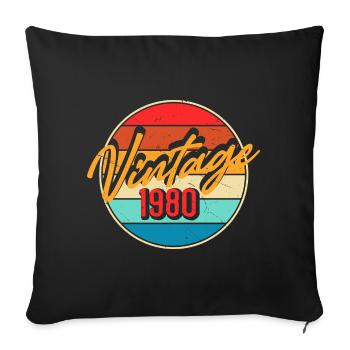 Jahrgang 1980er Retro Design 80er Jahre - Sofakissenbezug 45 x 45 cm - Schwarz - Vorne