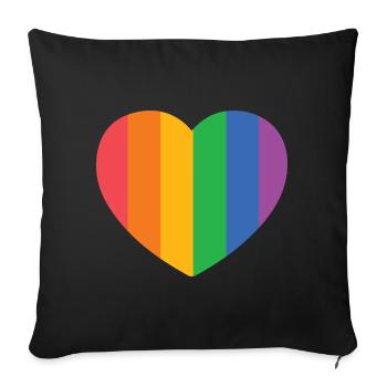 Heart with Pride Stripes - Sofa pillowcase 17,3'' x 17,3'' (45 x 45 cm) - black - Front