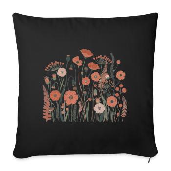 Fleurs sauvages bohèmes – Harmonie fleurie - Housse de coussin décorative 45 x 45 cm - noir - Devant