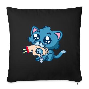 Chaton gourmand - Housse de coussin décorative 45 x 45 cm - noir - Devant