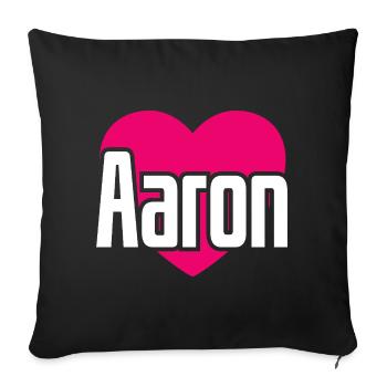 I Love Aaron Pinkes Herz Ich liebe Aaron - Sofakissenbezug 45 x 45 cm - Schwarz - Vorne