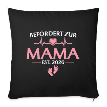 Promue maman 2026 - Baby Shower - Housse de coussin décorative 45 x 45 cm - noir - Devant