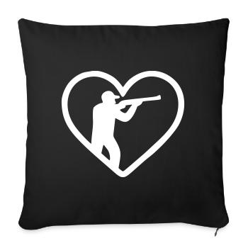 Chasse au cœur – Silhouette Hunter Design - Housse de coussin décorative 45 x 45 cm - noir - Devant