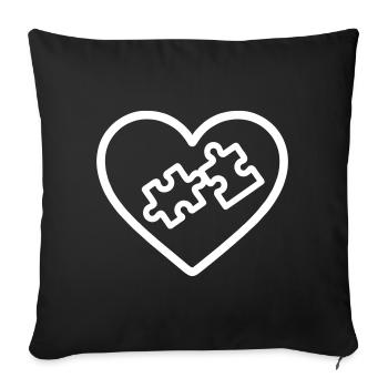 Puzzle du cœur – Design créatif et relaxant - Housse de coussin décorative 45 x 45 cm - noir - Devant