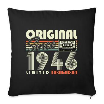 Original 1946 Vintage Anniversaire Rétro - Housse de coussin décorative 45 x 45 cm - noir - Devant