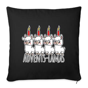 The 4 cute Advent llamas - a candle is burning! - Sofa pillowcase 17,3'' x 17,3'' (45 x 45 cm) - black - Front