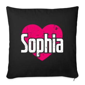 I Love Sophia Pink Heart I Love Sophia - Sofa pillowcase 17,3'' x 17,3'' (45 x 45 cm) - black - Front