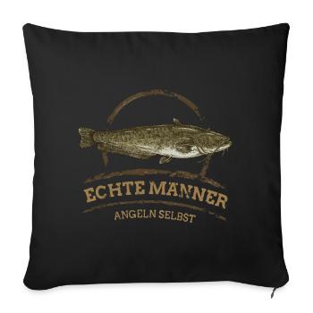 De vrais hommes attrapant du poisson-chat - Housse de coussin décorative 45 x 45 cm - noir - Devant
