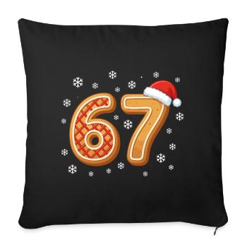 67 Noël Drôle de Noël Gingerbread 6 7 Mème du Père Noël - Housse de coussin décorative 45 x 45 cm - noir - Devant