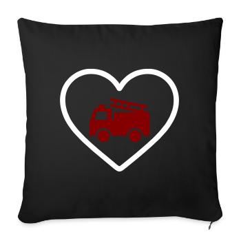 Heart Firefighter Fire Truck - Sofa pillowcase 17,3'' x 17,3'' (45 x 45 cm) - black - Front