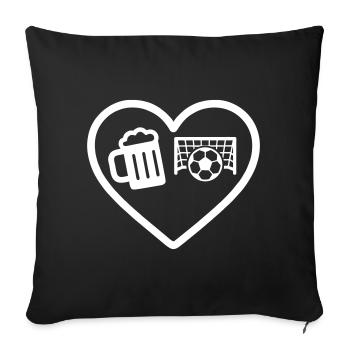 Heart Football Beer - Sofa pillowcase 17,3'' x 17,3'' (45 x 45 cm) - black - Front