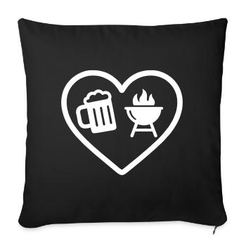 Heart Beer Barbecue - Sofa pillowcase 17,3'' x 17,3'' (45 x 45 cm) - black - Front
