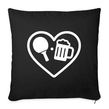 Heart Ping-Pong Bier - Sofakissenbezug 45 x 45 cm - Schwarz - Vorne