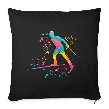Cross-country skiing Cross-country skiing - Sofa pillowcase 17,3'' x 17,3'' (45 x 45 cm) - black - Front
