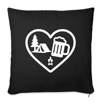 Heart Camping Beer - Sofa pillowcase 17,3'' x 17,3'' (45 x 45 cm) - black - Front