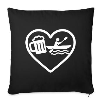 Heart Kayak Bier - Sofakissenbezug 45 x 45 cm - Schwarz - Vorne