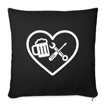 Heart Beer DIY Humour bricoleur - Housse de coussin décorative 45 x 45 cm - noir - Devant