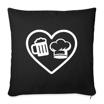 Humour de la bière de cœur - Housse de coussin décorative 45 x 45 cm - noir - Devant