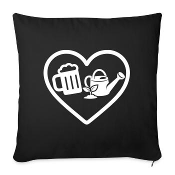 Humour de jardinage de bière au cœur - Housse de coussin décorative 45 x 45 cm - noir - Devant