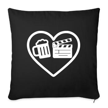 Herzbier-Kino-Humor - Sofakissenbezug 45 x 45 cm - Schwarz - Vorne