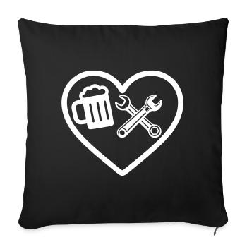Heart Beer Car Mechanic Humor - Sofa pillowcase 17,3'' x 17,3'' (45 x 45 cm) - black - Front