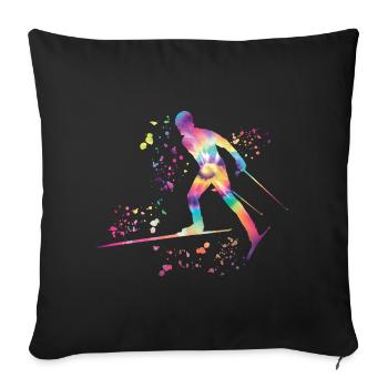 Cross-country skiing Cross-country skiing - Sofa pillowcase 17,3'' x 17,3'' (45 x 45 cm) - black - Front