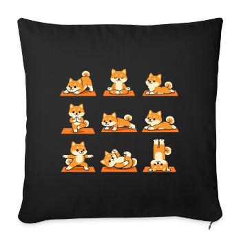 Shiba Inu Yoga Poses for Dog Fans - Sofa pillowcase 17,3'' x 17,3'' (45 x 45 cm) - black - Front