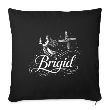 Imbolc Brigid & Flame - Symbol & Cross - Sofa pillowcase 17,3'' x 17,3'' (45 x 45 cm) - black - Front