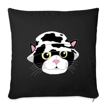 The kitten and its hat - Sofa pillowcase 17,3'' x 17,3'' (45 x 45 cm) - black - Front
