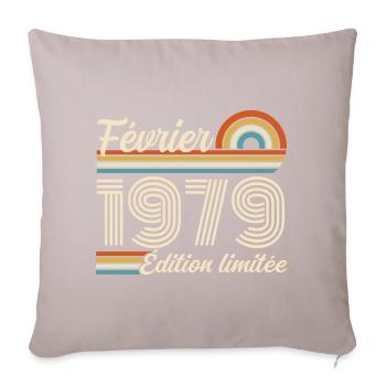 Born in February 1979 | 47th Anniversary - Sofa pillowcase 17,3'' x 17,3'' (45 x 45 cm) - light taupe - Front