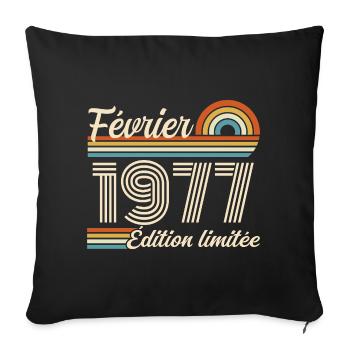 Born in February 1977 | 49th Anniversary - Sofa pillowcase 17,3'' x 17,3'' (45 x 45 cm) - black - Front