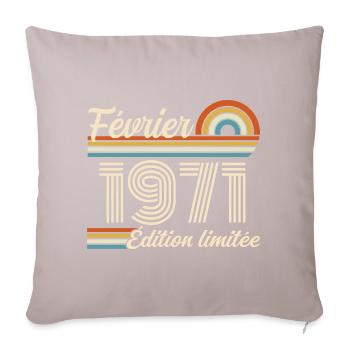 Born in February 1971 | 55th Anniversary - Sofa pillowcase 17,3'' x 17,3'' (45 x 45 cm) - light taupe - Front