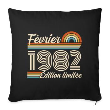 Février 1982 - Housse de coussin décorative 45 x 45 cm - noir - Devant