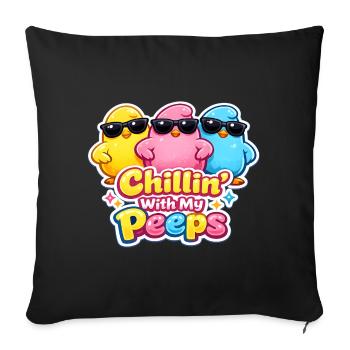 Relaxer avec mes gars Joyeuses Pâques Pâques Poussin - Housse de coussin décorative 45 x 45 cm - noir - Devant