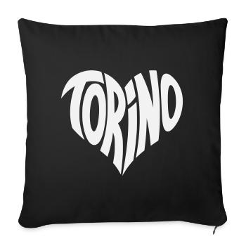 Turin, Torino Heart Design - Housse de coussin décorative 45 x 45 cm - noir - Devant