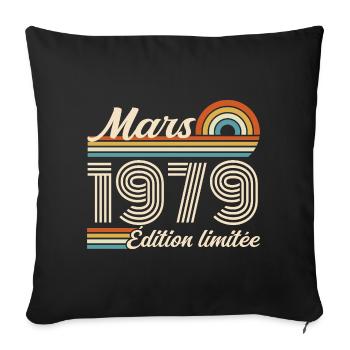47e Cadeau d’anniversaire - Né en mars 1979 - Housse de coussin décorative 45 x 45 cm - noir - Devant