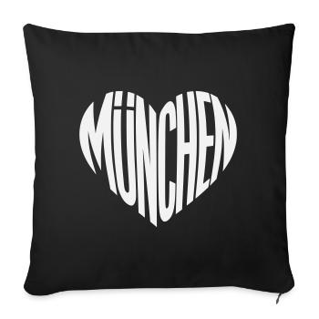 Silhouette de cœur de Munich - Variable de couleur du design - Housse de coussin décorative 45 x 45 cm - noir - Devant