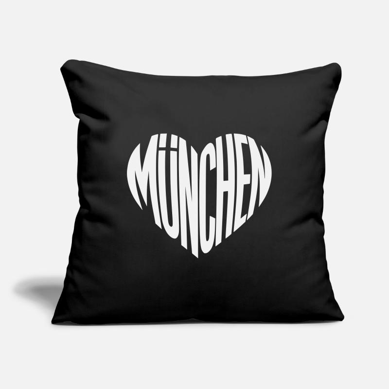 Silhouette de cœur de Munich - Variable de couleur du design Housse de coussin décorative 45 x 45 cm