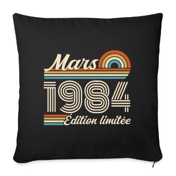 42nd Birthday Gift - Born in March 1984 - Sofa pillowcase 17,3'' x 17,3'' (45 x 45 cm) - black - Front