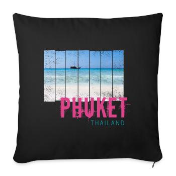 Phuket en Thaïlande Souvenir vintage de vacances à la plage - Housse de coussin décorative 45 x 45 cm - noir - Devant