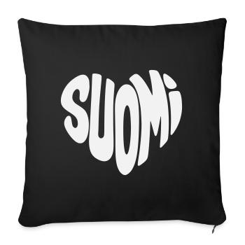 Finlande, faute de frappe de Suomi Heart - Housse de coussin décorative 45 x 45 cm - noir - Devant